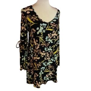 Vtg Y2K Xhilaration bright floral bell sleeve mini dress